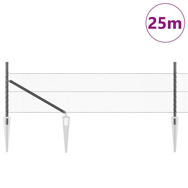 vidaXL Ker&iacute;t&eacute;soszlop Sz&uuml;rke 25 x 0,8 m (13 mm h&aacute;l&oacute;) Ac&eacute;l &eacute;s PVC