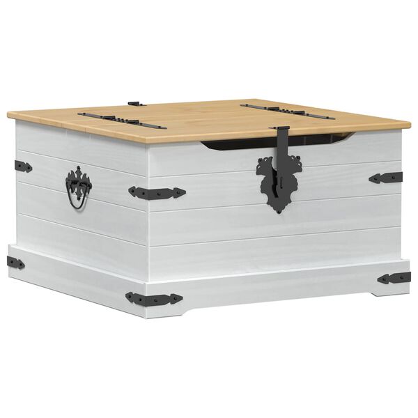 vidaXL storage box polcokkal Feh&eacute;r 78 x 78 x 45 cm T&ouml;m&ouml;r fenyőfa