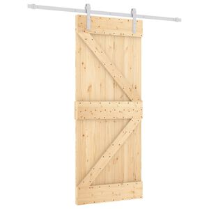 vidaXL tömör fenyőfa tolóajtó fémszerelék szettel 85x210 cm