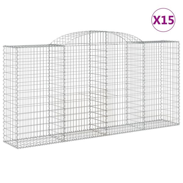 vidaXL 15 db &iacute;ves horganyzott vas gabion kos&aacute;r 300x50x140/160 cm