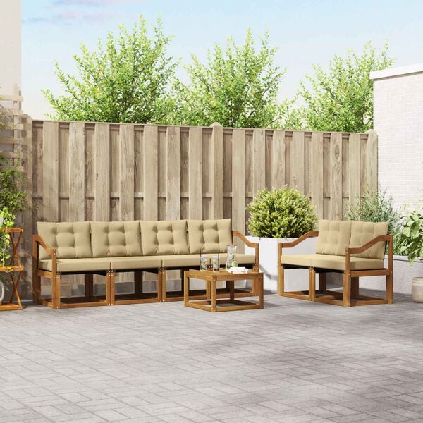 vidaXL K&uuml;lt&eacute;ri kanap&eacute; szett p&aacute;rn&aacute;val 7 pcs Term&eacute;szetes &eacute;s b&eacute;zs