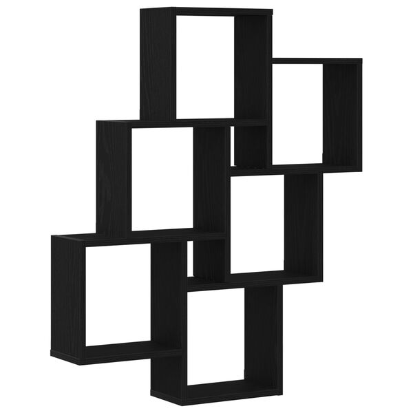 vidaXL Falpolc polcokkal Fekete tölgy 78 x 15 x 92 cm Faanyag