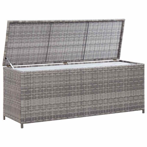 vidaXL szürke polyrattan kerti tárolóláda 150 x 50 x 60 cm