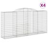 vidaXL 4 db &iacute;ves horganyzott vas gabion kos&aacute;r 300x50x140/160 cm