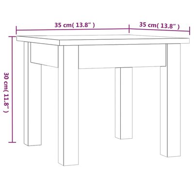 vidaXL fehér tömör fenyőfa dohányzóasztal 35 x 35 x 30 cm