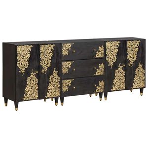 vidaXL F&uuml;rdőszobai Szekr&eacute;ny Szett 3 db 180 x 33 x 75 cm T&ouml;m&ouml;r Mang&oacute;f&aacute;t