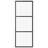 vidaXL fekete ESG üveg és alumínium tolóajtó 3 paneles 76 x 205 cm