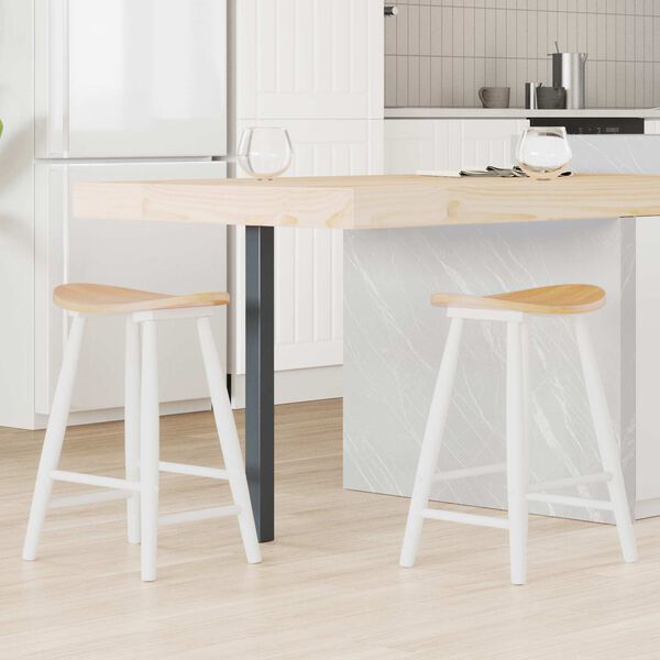 vidaXL &Eacute;tkező Sz&eacute;kek 2 pcs Feh&eacute;r 46 x 37 x 63 cm T&ouml;m&ouml;r Gumi Fa