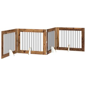 vidaXL &Ouml;sszecsukhat&oacute; kutyaker&iacute;t&eacute;s &aacute;llv&aacute;nyokkal 4 db Antik Fa 401 cm