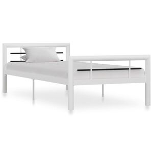 vidaXL feh&eacute;r &eacute;s fekete f&eacute;m &aacute;gykeret 90 x 200 cm