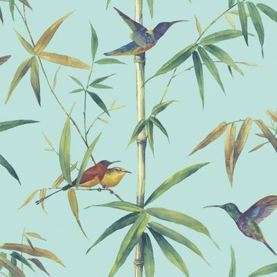 Noordwand türkiz kolibri és bambusz tapéta