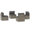 vidaXL 4 db sz&uuml;rke polyrattan kerti k&ouml;z&eacute;pső kanap&eacute; 57 x 57 x 56 cm