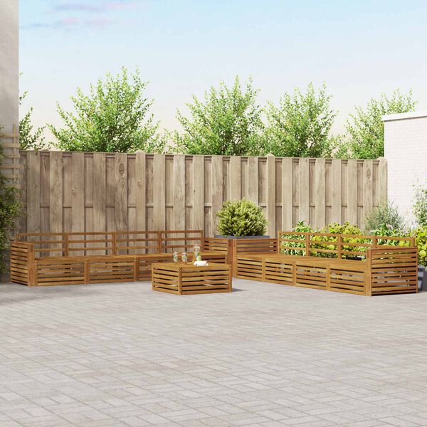 vidaXL K&uuml;lt&eacute;ri kanap&eacute; szett 9 pcs Term&eacute;szetes