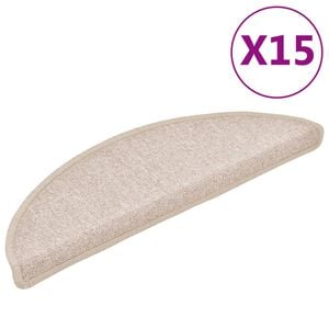 vidaXL 15 db l&eacute;pcsőszőnyeg 56 x 17 x 3 cm b&eacute;zs f&eacute;lk&ouml;r alak&uacute;