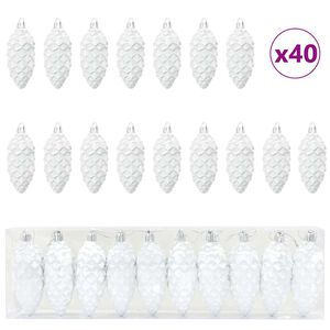 vidaXL Kar&aacute;csonyi tobozlabda 40 db Feh&eacute;r 4 x 9 cm Műanyag