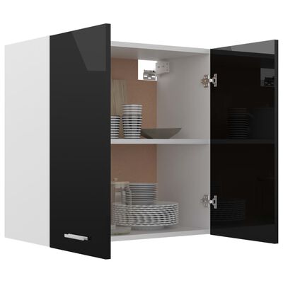 vidaXL magasfényű fekete forgácslap függő szekrény 60 x 31 x 60 cm