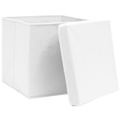 vidaXL 4 db fehér fedeles tárolódoboz 28 x 28 x 28 cm