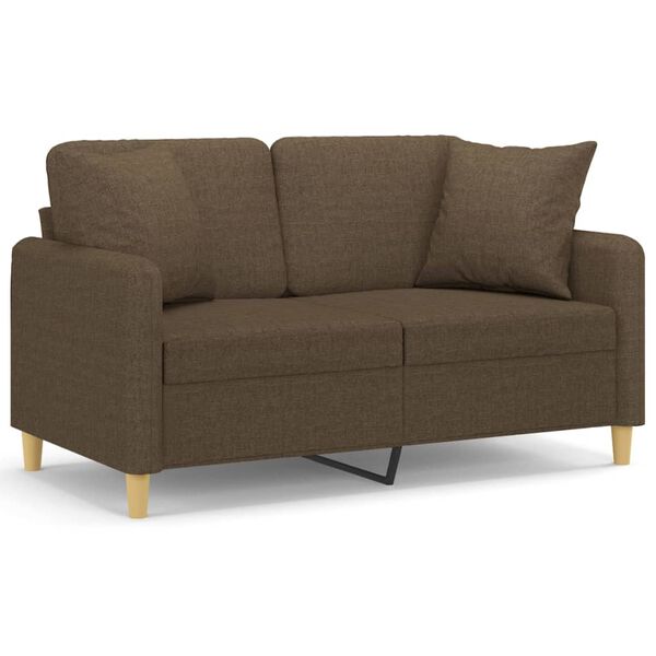 vidaXL 2 szem&eacute;lyes barna sz&ouml;vet kanap&eacute; p&aacute;rn&aacute;kkal 120 cm