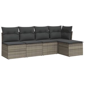 vidaXL 5 r&eacute;szes sz&uuml;rke polyrattan kerti &uuml;lőgarnit&uacute;ra p&aacute;rn&aacute;kkal