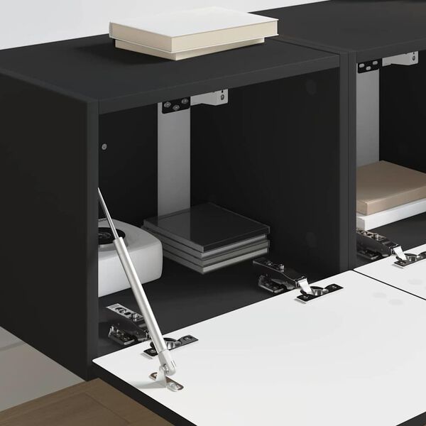 vidaXL TV Fali Szekr&eacute;ny 2 pcs Fekete 60 x 31 x 29.5 cm Faanyag