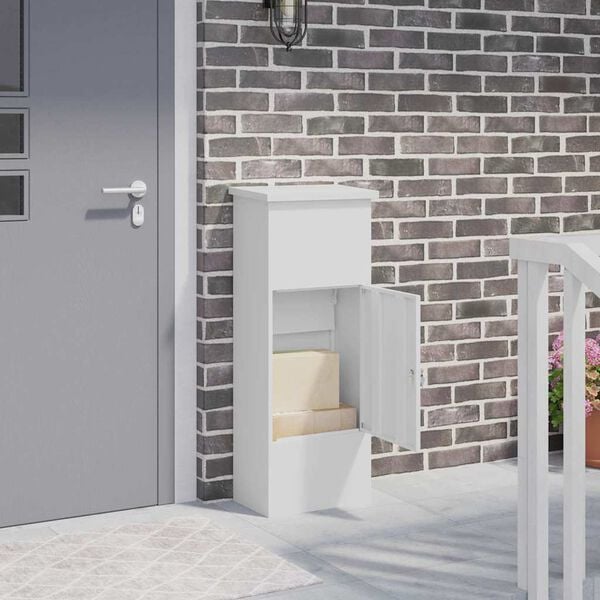 vidaXL Csomagz&aacute;r&oacute; doboz Feh&eacute;r 44.5 x 29 x 110.5 cm Ac&eacute;l