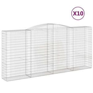 vidaXL 10 db &iacute;ves horganyzott vas gabion kos&aacute;r 400x50x180/200 cm