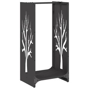 vidaXL fekete hidegen hengerelt ac&eacute;l tűzifat&aacute;rol&oacute; 40x30x80 cm