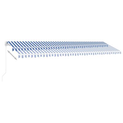 vidaXL kék-fehér kézzel kihúzható póznás napellenző 600 x 300 cm