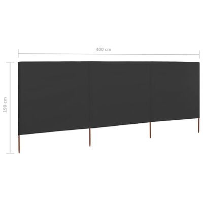 vidaXL antracitszürke szövet 3-paneles szélfogó 400 x 160 cm