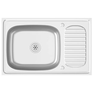 vidaXL ez&uuml;st rozsdamentes ac&eacute;l lefoly&oacute;s konyhamosogat&oacute; 800x500x155 mm