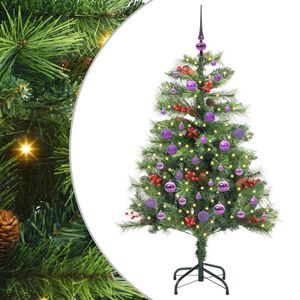 vidaXL Mű kar&aacute;csonyfa LED -es l&aacute;mp&aacute;kkal Z&ouml;ld 150 cm PVC &eacute;s f&eacute;m