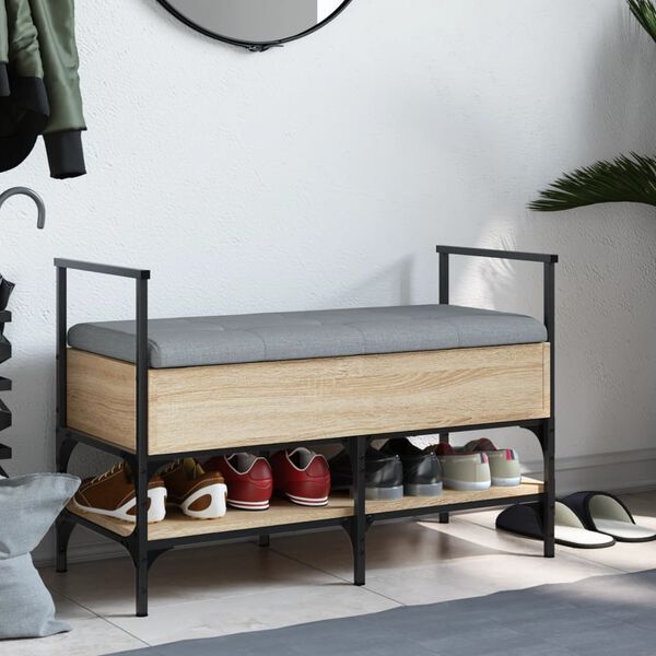 vidaXL sonoma t&ouml;lgy sz&iacute;nű szerelt fa cipőt&aacute;rol&oacute; pad 85,5 x 42 x 57,5cm