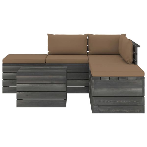 vidaXL 6 r&eacute;szes t&ouml;m&ouml;r fenyőfa kerti raklap-b&uacute;torgarnit&uacute;ra p&aacute;rn&aacute;kkal