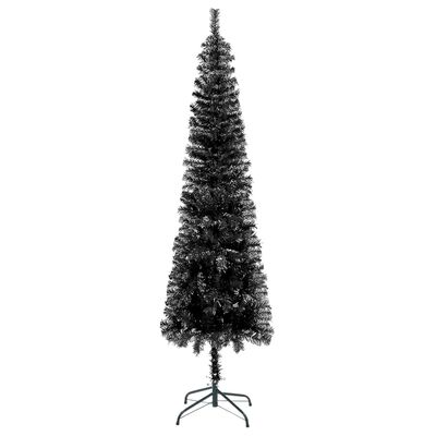 vidaXL fekete megvilágított vékony műkarácsonyfa gömb szettel 180 cm