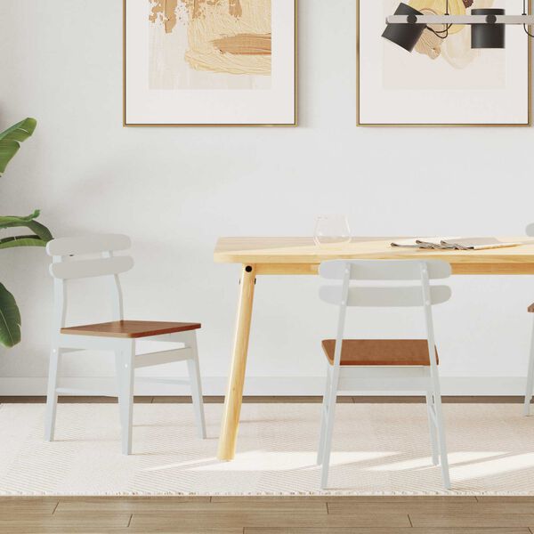 vidaXL &Eacute;tkezősz&eacute;k 2 pcs Feh&eacute;r &eacute;s Term&eacute;szetes T&ouml;m&ouml;r Gumi Fa