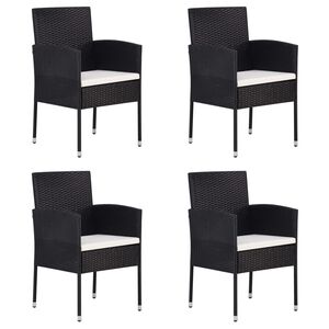 vidaXL 4 db fekete polyrattan kerti sz&eacute;k kr&eacute;mfeh&eacute;r p&aacute;rn&aacute;kkal
