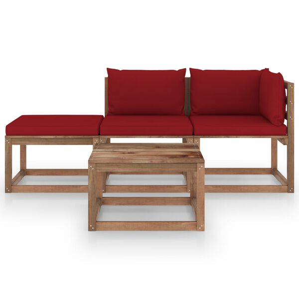 vidaXL 4 r&eacute;szes impregn&aacute;lt fenyőfa raklap-b&uacute;torgarnit&uacute;ra p&aacute;rn&aacute;kkal