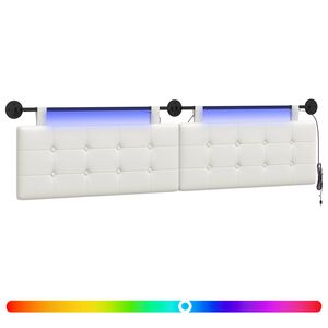 vidaXL F&uuml;ggesztett &aacute;gyfej LED f&eacute;nyekkel Feh&eacute;r Műbőr