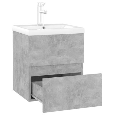 vidaXL betonszürke szerelt fa mosdószekrény beépített mosdókagylóval
