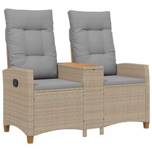 vidaXL D&ouml;nthető pad asztallal 2 -Seater 126 x 65 x 112 cm polirattan