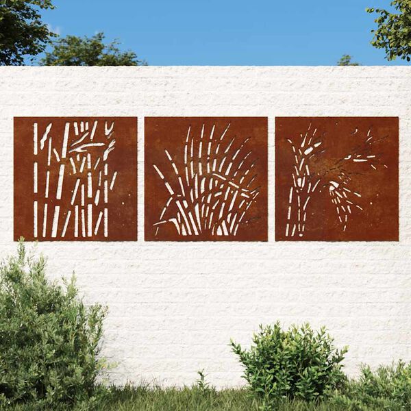 vidaXL 3 db fűmint&aacute;s corten ac&eacute;l kerti fald&iacute;sz 55 x 55 cm