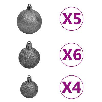 vidaXL zúzmarás megvilágított karácsonyfa gömb szettel/tobozzal 150 cm