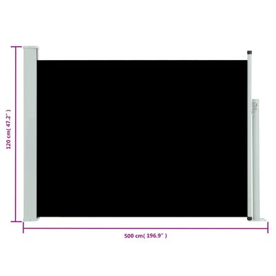 vidaXL fekete behúzható oldalsó terasznapellenző 117 x 500 cm