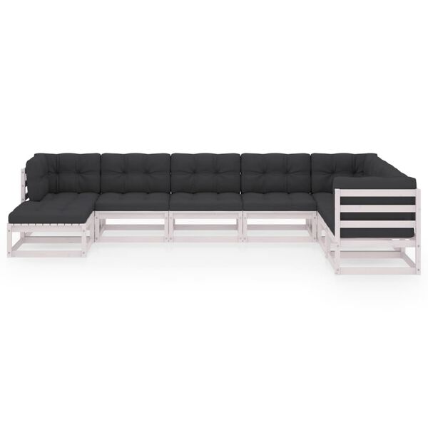 vidaXL 8 részes tömör fenyőfa kerti ülőgarnitúra párnákkal