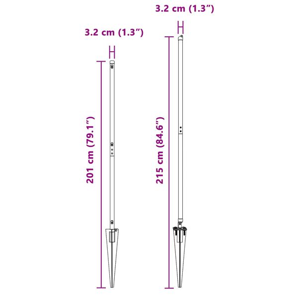 vidaXL Kerítésoszlop Egyéb 52 pcs Szürke 3,2 x 3,2 x 170 cm Acél