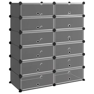 vidaXL fekete polipropil&eacute;n cipőtart&oacute; 94,5x36,5x106 cm