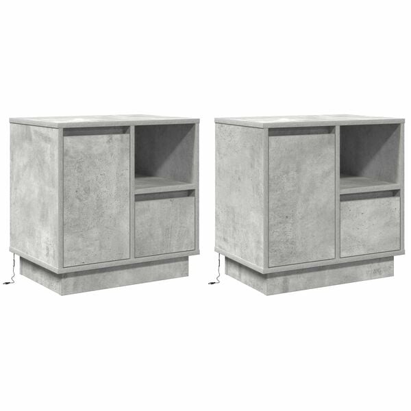 vidaXL &Eacute;jjeliszekr&eacute;ny 2 pcs Beton Sz&uuml;rke 50 x 34,5 x 50 cm Faanyag