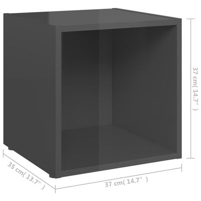 vidaXL magasfényű szürke forgácslap TV-szekrény 37 x 35 x 37 cm