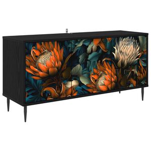 vidaXL TV szekr&eacute;ny LOCHEM 102 x 33 x 51 cm Fekete T&ouml;lgy Szerelt Fa