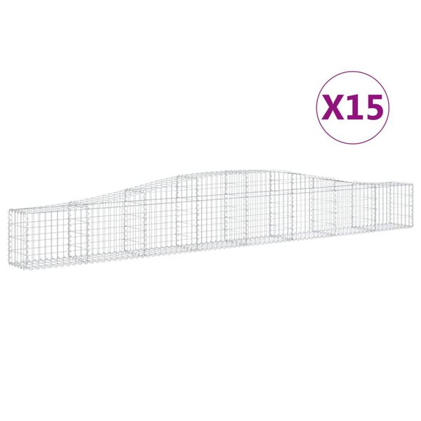 vidaXL 15 db íves horganyzott vas gabion kosár 400x30x40/60 cm